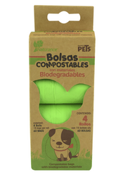BOLSAS SANITARIAS BIODEGRADABLES 4 ROLLOS / 60 BOLSAS