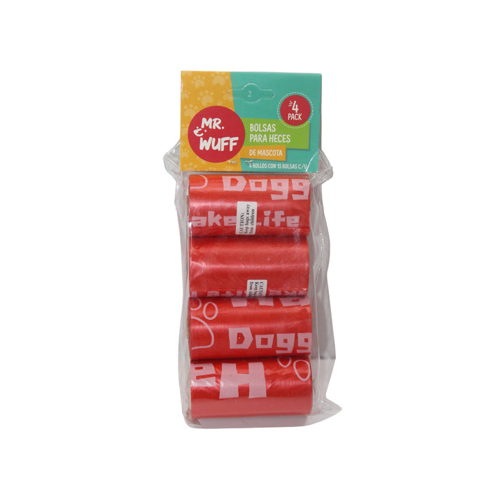 4 Bolsas Para heces para perro ROJO