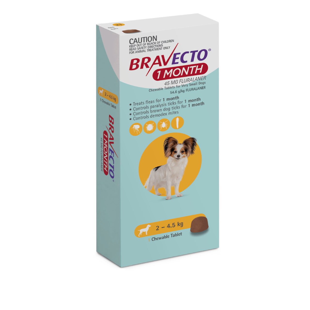 BRAVECTO 1 MES 2.5 A 5 KG C/ 1 TABLETA
