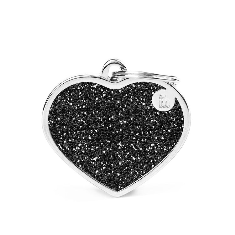 PLACA CORAZON GLITTER NEGRO