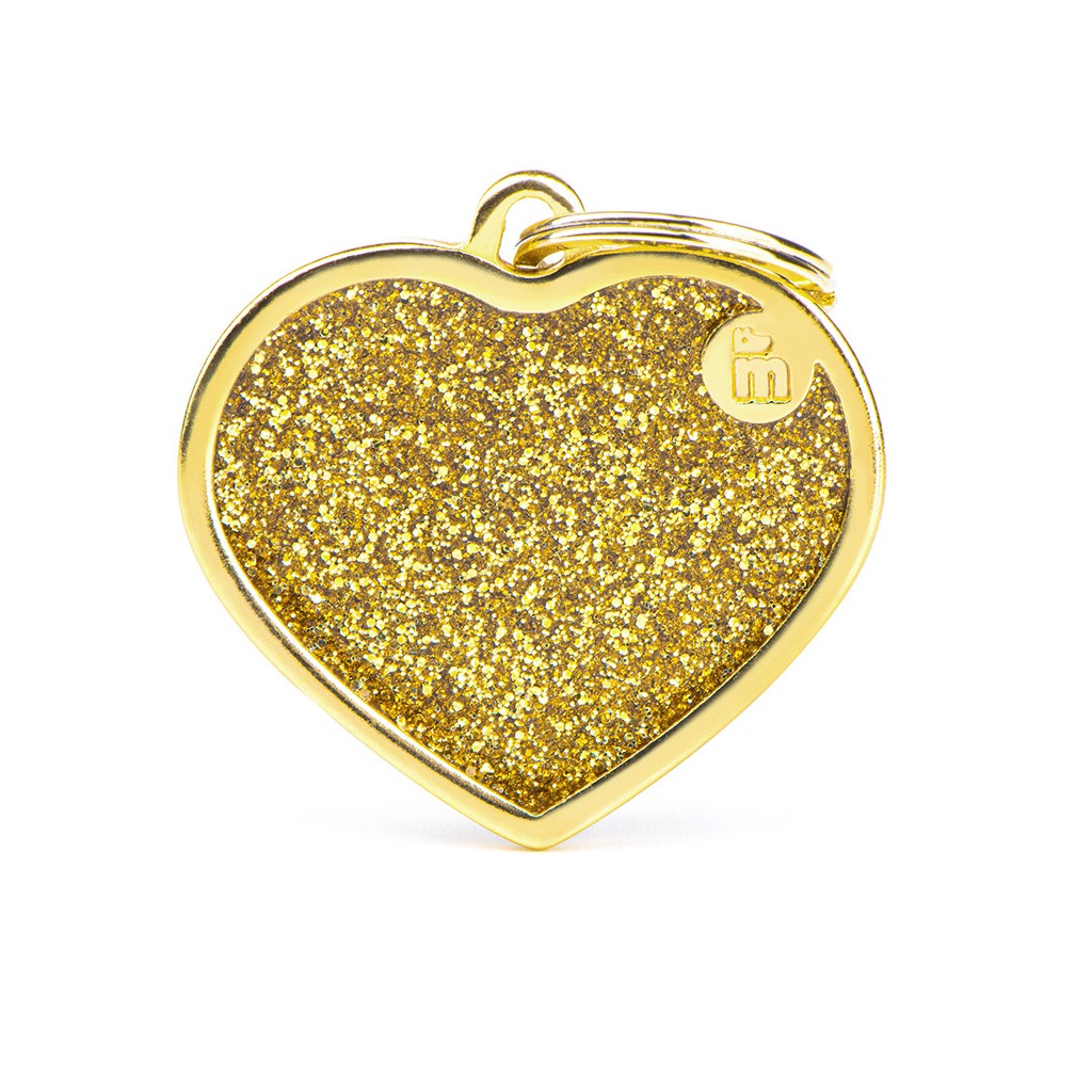 PLACA CORAZON GLITTER DORADO