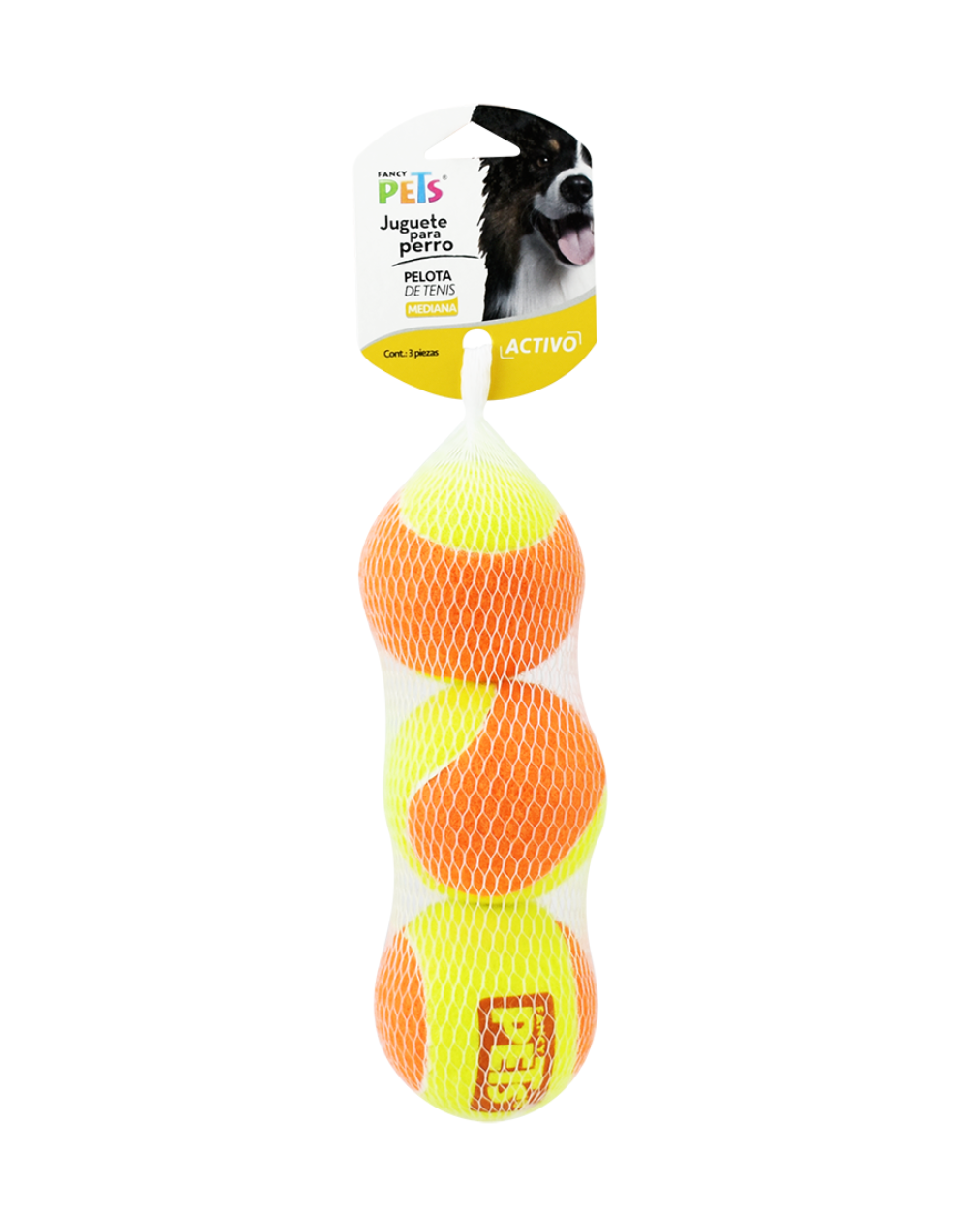 JUGUETE PELOTA DE TENIS BICOLOR MEDIANO 3 PIEZAS