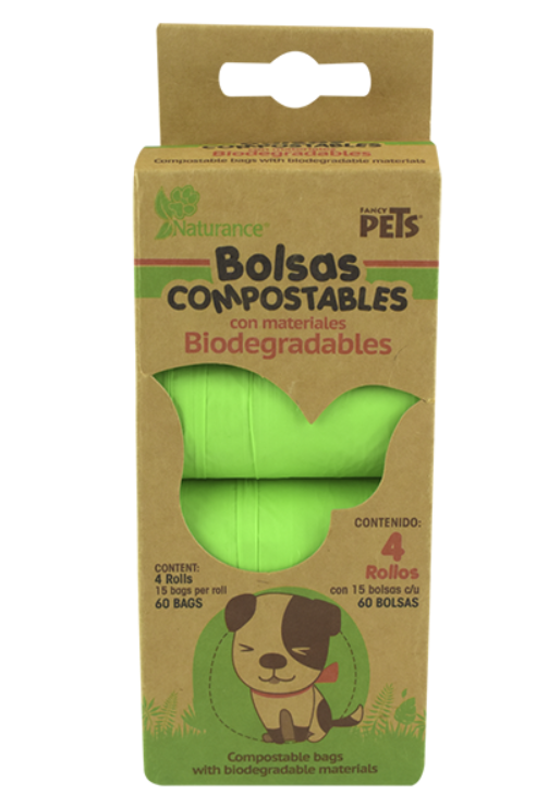 BOLSAS SANITARIAS BIODEGRADABLES 4 ROLLOS / 60 BOLSAS