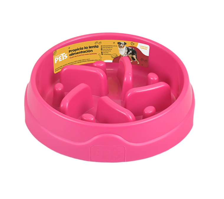 Plato Alimentación Lenta Para Perros Mascotas Color Gris