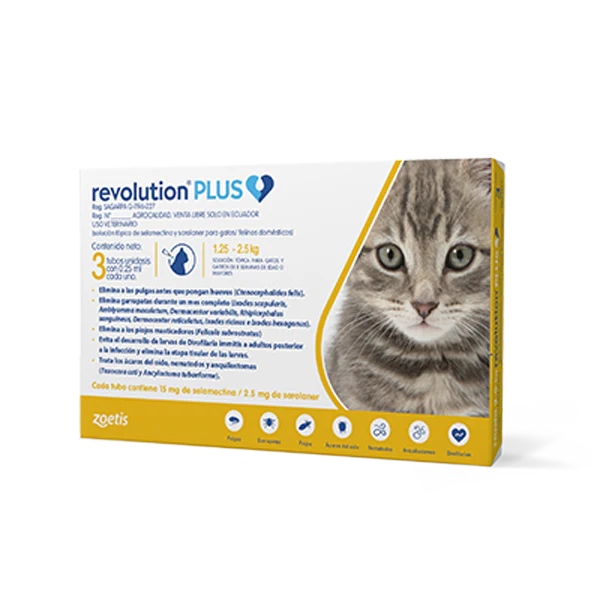 REVOLUTION PLUS AMARILLO HASTA 2.5KG C/3 PIPETAS