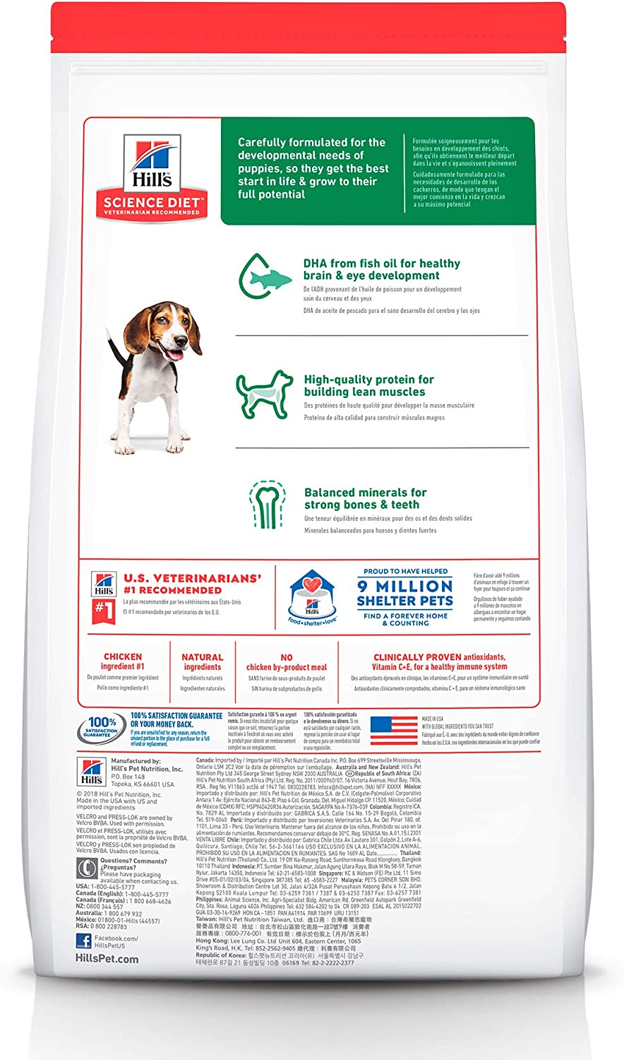 Hill's Science Diet, Alimento para Perro Puppy (Cachorro) Receta Original, Seco (bulto) 13.6kg