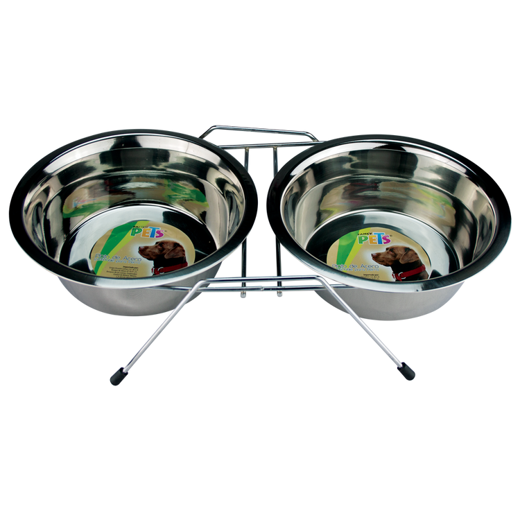 COMEDERO DOBLE CON DOS PLATOS