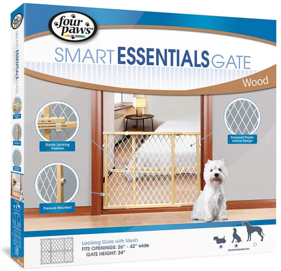 PUERTA MADERA EXPANDIBLE A 1 MT PARA CACHORROS FOUR PAWS